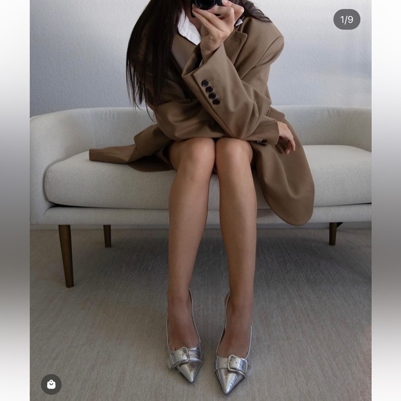 ZARA slingback leather kitten heel shoes
Silver - Picture 13 of 13